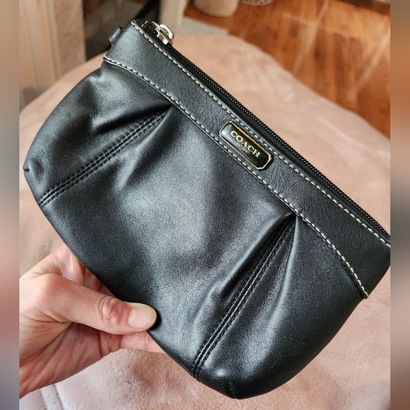 Black Leather Coach Wristlet - Picture 2 of 4